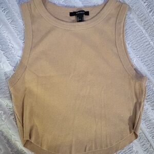 Forever 21 Beige Sleeveless Ribbed Top